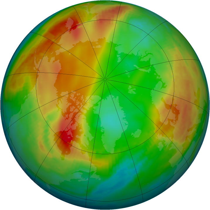Arctic ozone map for 12 January 1986